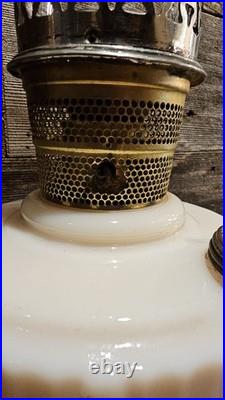 Vintage Aladdin Model B Alacite Lincoln Drape Milk Glass Kerosene Oil Lamp