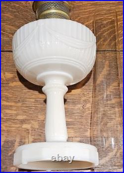 Vintage Aladdin Model B Alacite Lincoln Drape Milk Glass Kerosene Oil Lamp