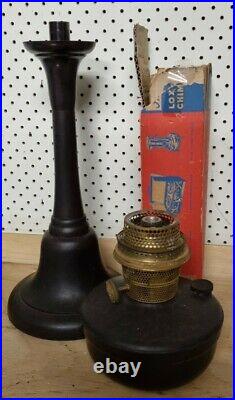 Vintage Aladdin Model B Bakelite Pedestal Oil Kerosene Lamp with Glass Chimney