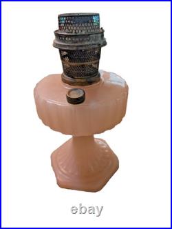 Vintage Aladdin Model B Corinthian Rose Moonshine Pink Glass Oil Lamp 12 AS IS