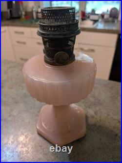 Vintage Aladdin Model B Corinthian Rose Moonshine Pink Glass Oil Lamp 12 AS IS