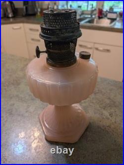 Vintage Aladdin Model B Corinthian Rose Moonshine Pink Glass Oil Lamp 12 AS IS