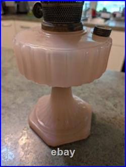 Vintage Aladdin Model B Corinthian Rose Moonshine Pink Glass Oil Lamp 12 AS IS