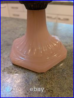 Vintage Aladdin Model B Corinthian Rose Moonshine Pink Glass Oil Lamp 12 AS IS
