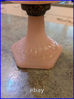 Vintage Aladdin Model B Corinthian Rose Moonshine Pink Glass Oil Lamp 12 AS IS