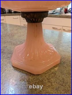 Vintage Aladdin Model B Corinthian Rose Moonshine Pink Glass Oil Lamp 12 AS IS