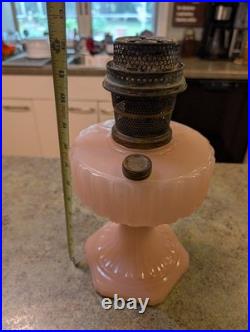 Vintage Aladdin Model B Corinthian Rose Moonshine Pink Glass Oil Lamp 12 AS IS