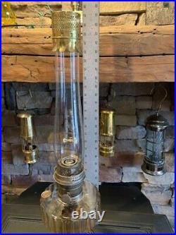 Vintage Aladdin Model B Glass with Chimney brass topper Kerosene Lamp Chicago