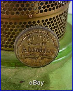 Vintage Aladdin Model B Green Beehive Oil Kerosene Lamp Nu-Type Hurricane Shade