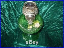 Vintage Aladdin Model B Green Washington Drape Bell Stem Oil Kerosene Lamp Glass