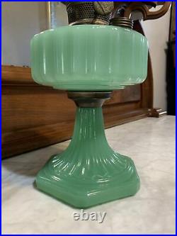 Vintage Aladdin Model B Kerosene Lamp Green Glass