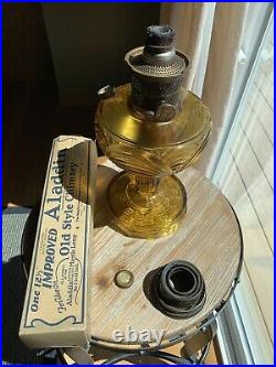 Vintage Aladdin Model B Kerosene Washington Drape Amber Lamp Crow Foot Base, Box