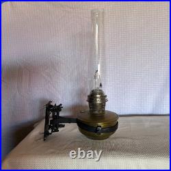 Vintage Aladdin Model B NU Type Wall Mount Oil Lamp Brass Font with Chimney
