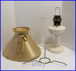 Vintage Aladdin Model B Nu Alacite Lincoln Drape Milk Glass Kerosene Oil Lamp