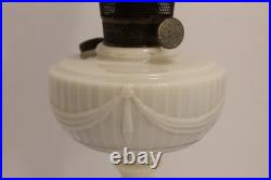 Vintage Aladdin Model B Nu Alacite Lincoln Drape Milk Glass Kerosene Oil Lamp