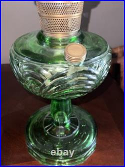 Vintage Aladdin Model B Nu-Type Green Glass Oil Lamp Glass Chimney Shade Glows Vintage Aladdin Model B Nu-Type Green Glass Oil Lamp Glass Chimney Shade Glows
