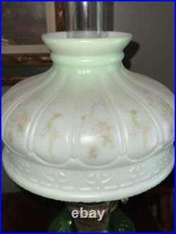 Vintage Aladdin Model B Nu-Type Green Glass Oil Lamp Glass Chimney Shade Glows Vintage Aladdin Model B Nu-Type Green Glass Oil Lamp Glass Chimney Shade Glows