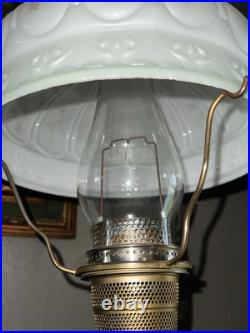 Vintage Aladdin Model B Nu-Type Green Glass Oil Lamp Glass Chimney Shade Glows