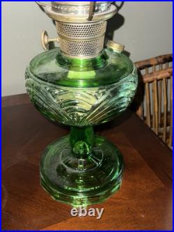 Vintage Aladdin Model B Nu-Type Green Glass Oil Lamp Glass Chimney Shade Glows Vintage Aladdin Model B Nu-Type Green Glass Oil Lamp Glass Chimney Shade Glows