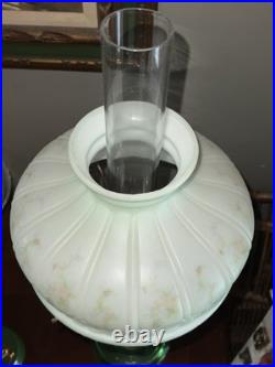 Vintage Aladdin Model B Nu-Type Green Glass Oil Lamp Glass Chimney Shade Glows Vintage Aladdin Model B Nu-Type Green Glass Oil Lamp Glass Chimney Shade Glows