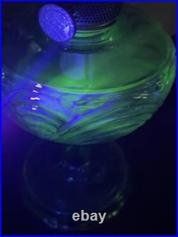 Vintage Aladdin Model B Nu-Type Green Glass Oil Lamp Glass Chimney Shade Glows Vintage Aladdin Model B Nu-Type Green Glass Oil Lamp Glass Chimney Shade Glows