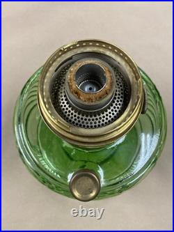 Vintage Aladdin Model B Nu-Type Green Glass Oil Lamp with Glass Chimney
