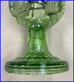 Vintage Aladdin Model B Nu-Type Green Glass Oil Lamp with Glass Chimney