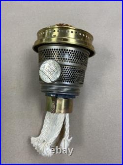 Vintage Aladdin Model B Nu-Type Green Glass Oil Lamp with Glass Chimney