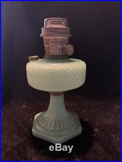Vintage Aladdin Model B Nu-type Jadeite Kerosene Lamp Quilted Diamond