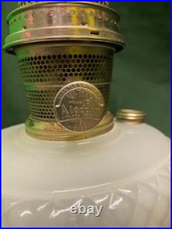 Vintage Aladdin Model B Table Lamp, White Moonstone Diamond Quilt
