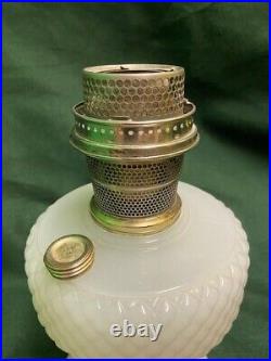 Vintage Aladdin Model B Table Lamp, White Moonstone Diamond Quilt