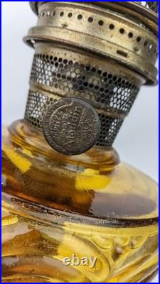 Vintage Aladdin Model B Washington Drape Amber Cathedral Kerosene Oil Lamp