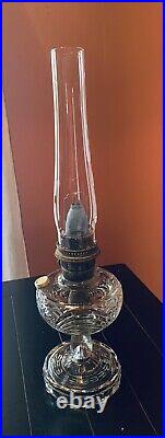 Vintage Aladdin Model B Washington Drape Clear Glass Oil Lamp w Aladdin Chimney