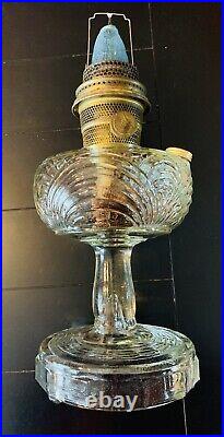 Vintage Aladdin Model B Washington Drape Clear Glass Oil Lamp w Aladdin Chimney