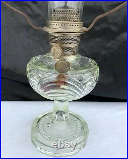 Vintage Aladdin Model B Washington Drape Clear Glass Oil Lamp with Pyrex Chimney
