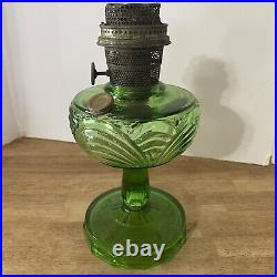 Vintage Aladdin Model B Washington Drape Nu-Type Green Uranium Glass Oil Lamp