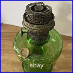 Vintage Aladdin Model B Washington Drape Nu-Type Green Uranium Glass Oil Lamp