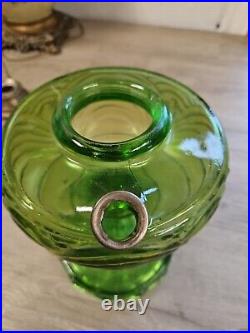 Vintage Aladdin Model B Washington Drape Nu-Type Green Uranium Glass Oil Lamp