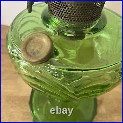 Vintage Aladdin Model B Washington Drape Nu-Type Green Uranium Glass Oil Lamp