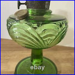 Vintage Aladdin Model B Washington Drape Nu-Type Green Uranium Glass Oil Lamp