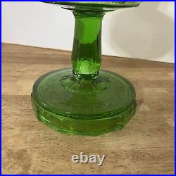 Vintage Aladdin Model B Washington Drape Nu-Type Green Uranium Glass Oil Lamp