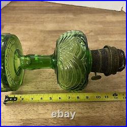 Vintage Aladdin Model B Washington Drape Nu-Type Green Uranium Glass Oil Lamp