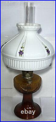 Vintage Aladdin Model C Original Amber Chimney 24 Hand Painted Shade Oil Lamp