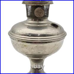 Vintage Aladdin Model No. 11 Nickel Kerosene Oil Lamp With Glass Chimney