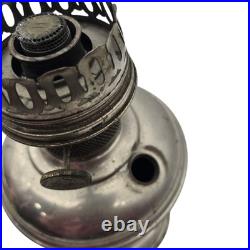Vintage Aladdin Model No. 11 Nickel Kerosene Oil Lamp With Glass Chimney