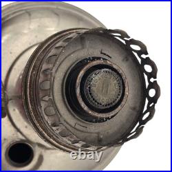 Vintage Aladdin Model No. 11 Nickel Kerosene Oil Lamp With Glass Chimney