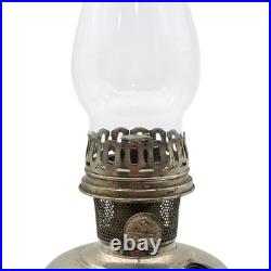 Vintage Aladdin Model No. 11 Nickel Kerosene Oil Lamp With Glass Chimney