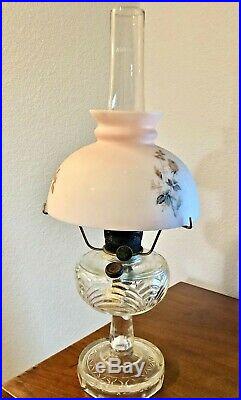 Vintage Aladdin NU-TYPE Model B Floral Milk Glass 24 Lamp, Chicago, U. S. A