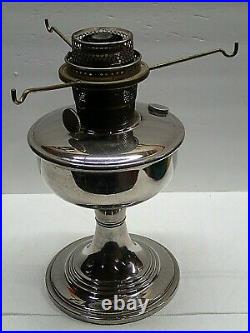 Vintage Aladdin Nickel Plated Oil Kerosene Lamp Green Shade Model B Burner