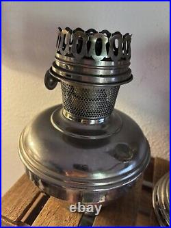 Vintage Aladdin Nickel Plated Oil Lamps No. 9 & No. 11 Lot of 2 r3s5